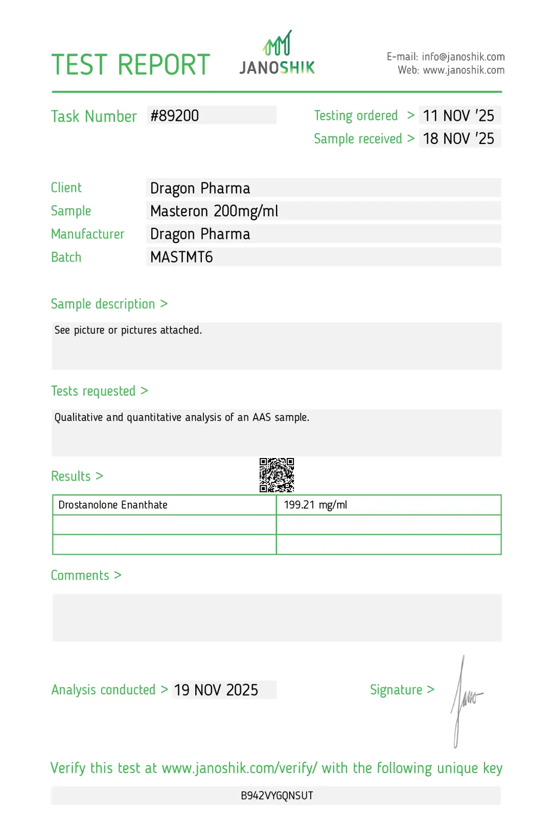 Product 2 Certificate of Analysis